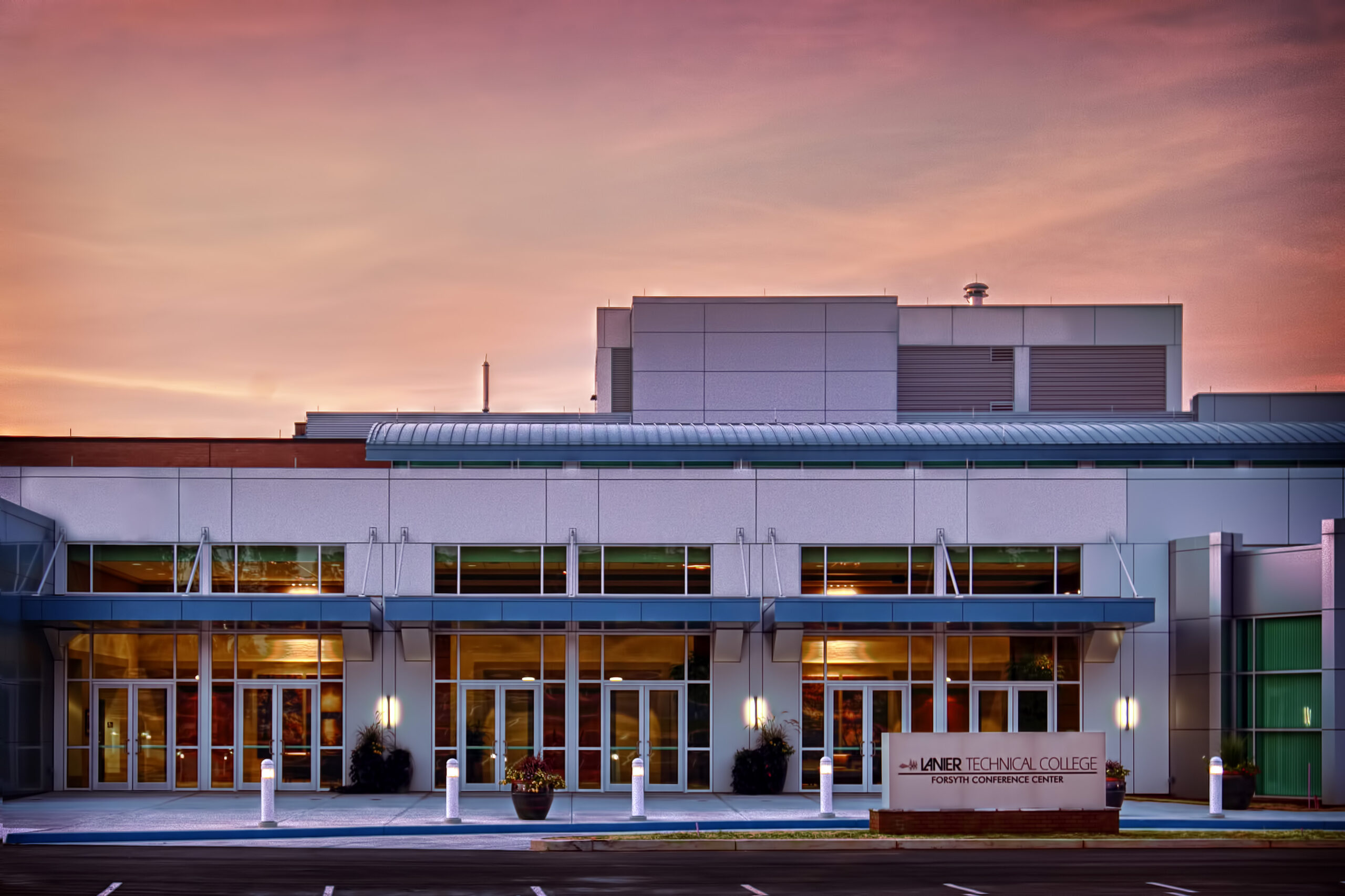 The entrance to the Forsyth Conference Center at Lanier Technical College in Cumming, Georgia