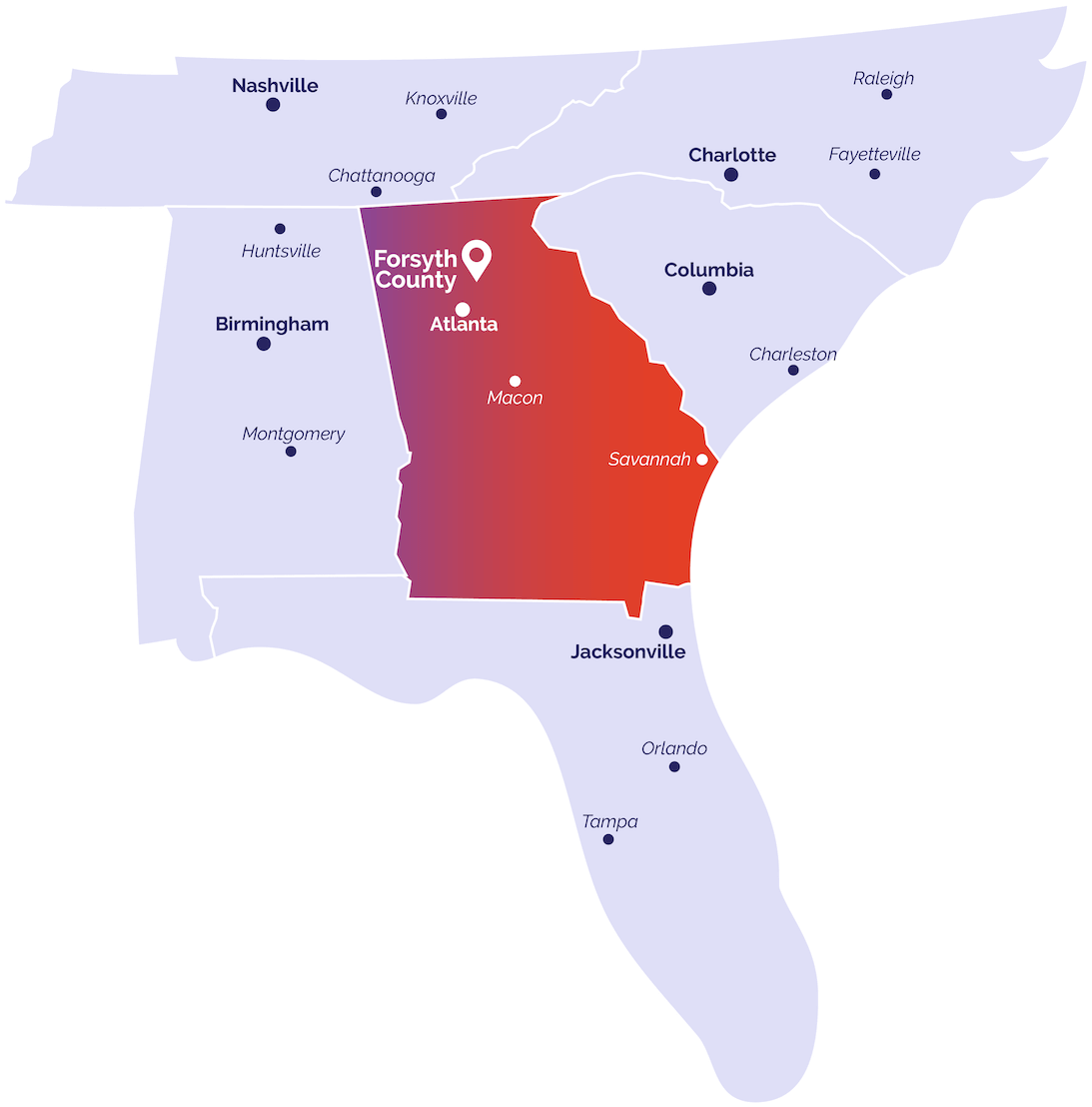 image of location of forsyth county ga