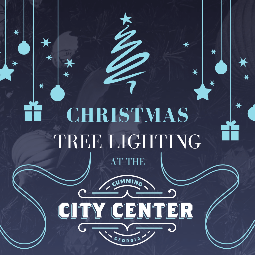 Cumming City Center Christmas Tree Lighting Celebration Event Invitation Graphic