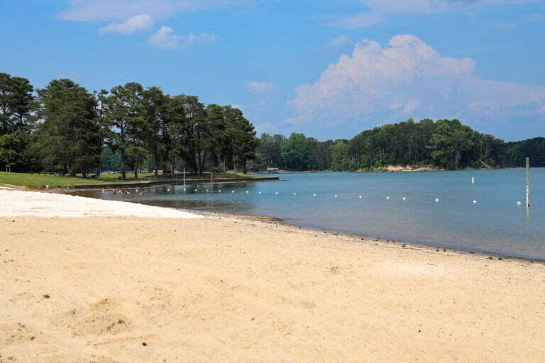 The sandy beach at Mary Alice Park on Lake Lanier