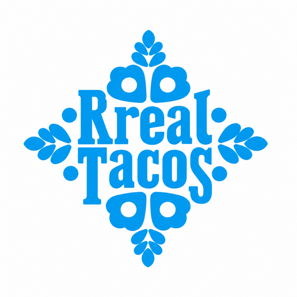 Rreal Tacos Ornamental Blue Logo