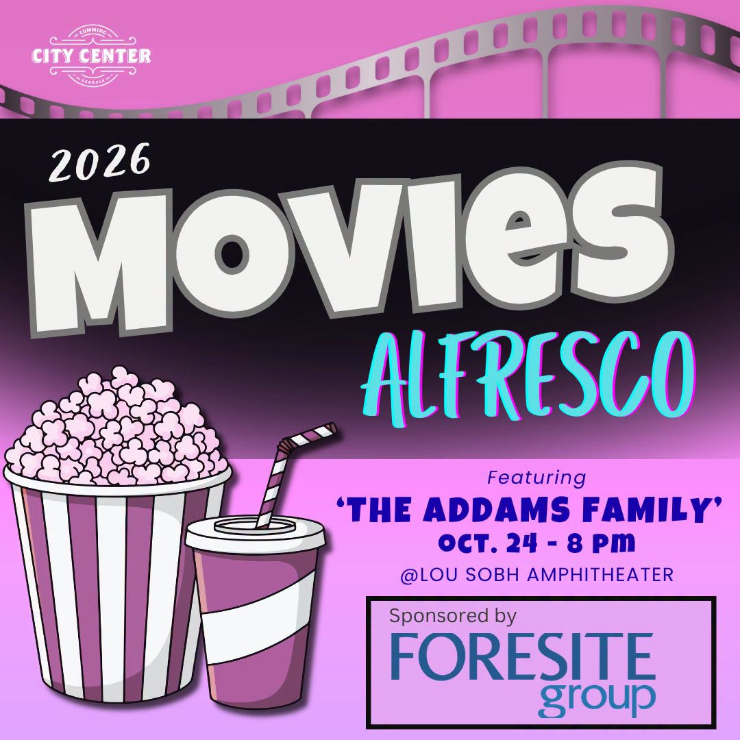 Movies Alfresco - ‘Addams Family Values’ event flyer, Cumming City Center